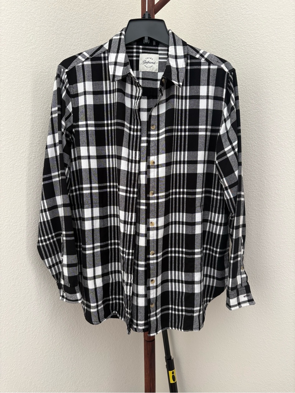 JACHS Girlfriend Black & White Plaid Button-Down Shirt